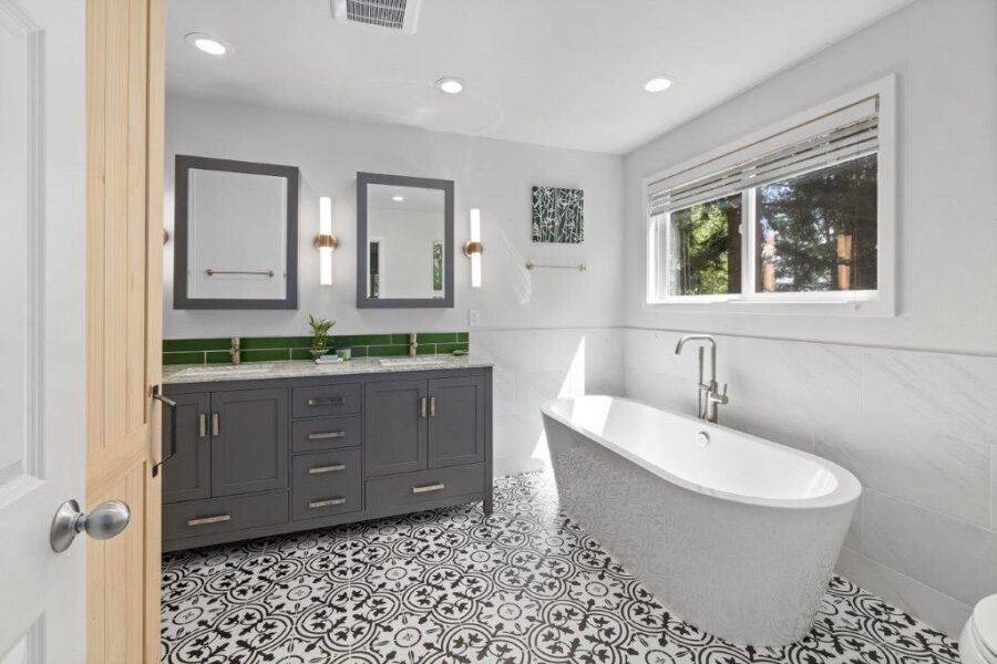 Master Bathroom with Hints of Green